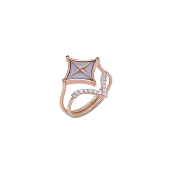 Color Blossom Mini Star Ring, Yellow Gold, Onyx And Diamond